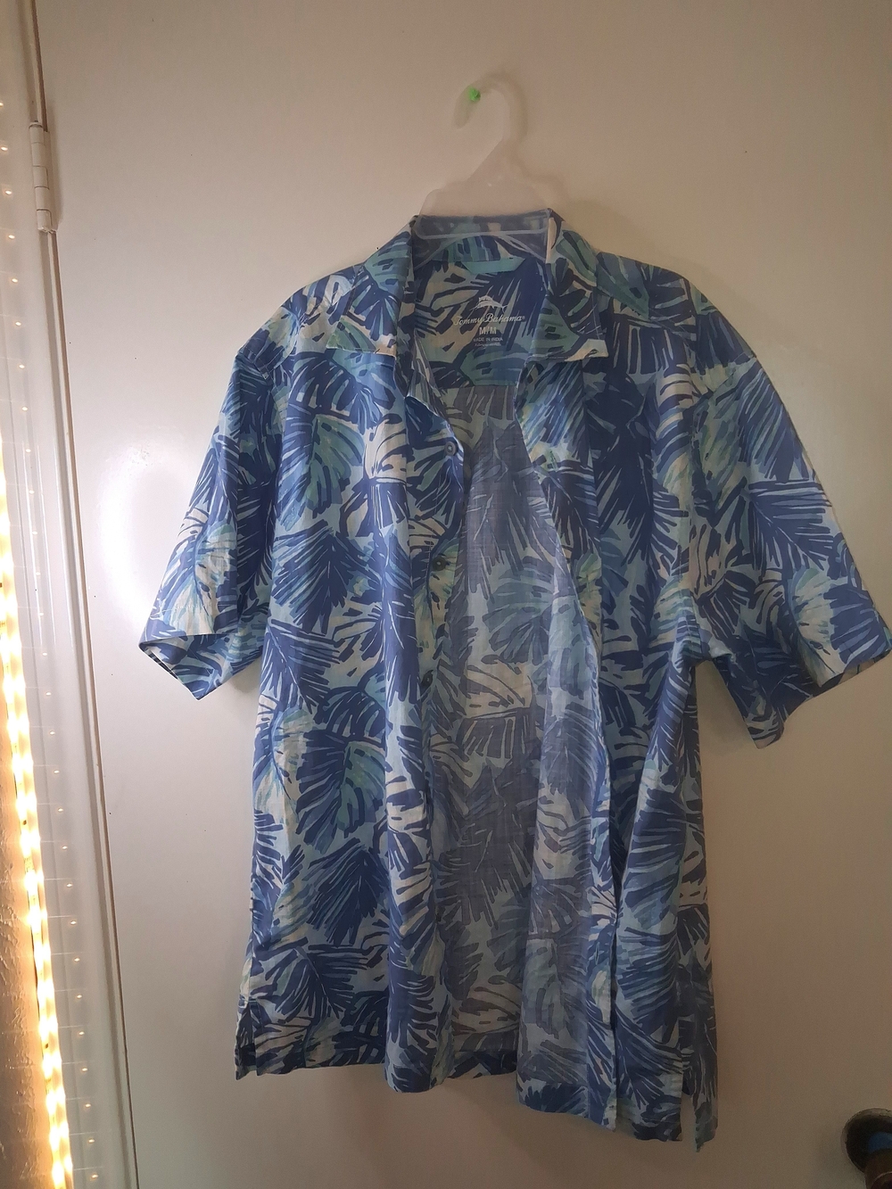 Men's Blue Tropical Print Short-Sleeve Shirt